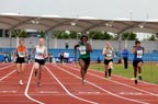545 Shaunna Thompson (Sale Harriers) beats 532 Laura Robson (Wakefield), under-20 womens 100 metres, Northern Championships, Sport City, Manchester